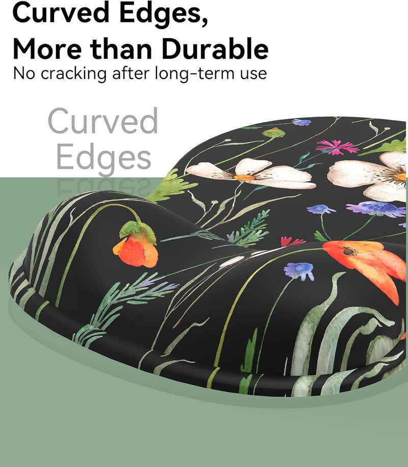 eulps Mouse Pad with Gel Wrist Rest, Ergonomic Comfortable Computer Wrist Support for Laptop, Pain Relief Mousepad with Non-Slip PU Base for Office & Home (Wildflower Night) - Image 5